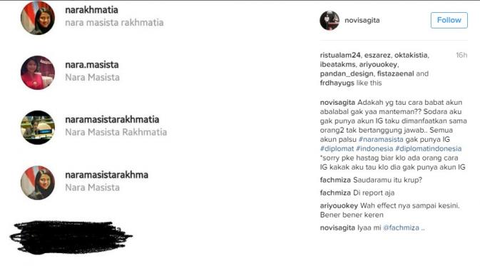 Hati-hati Penipuan, Nara Masista Rakhmatia Nggak Punya Instagram! (Foto: Instagram)