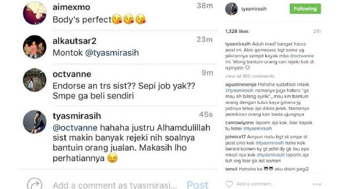 Tyas Mirasih lagi-lagi tanggapi komentar negatif haters [Instagram]