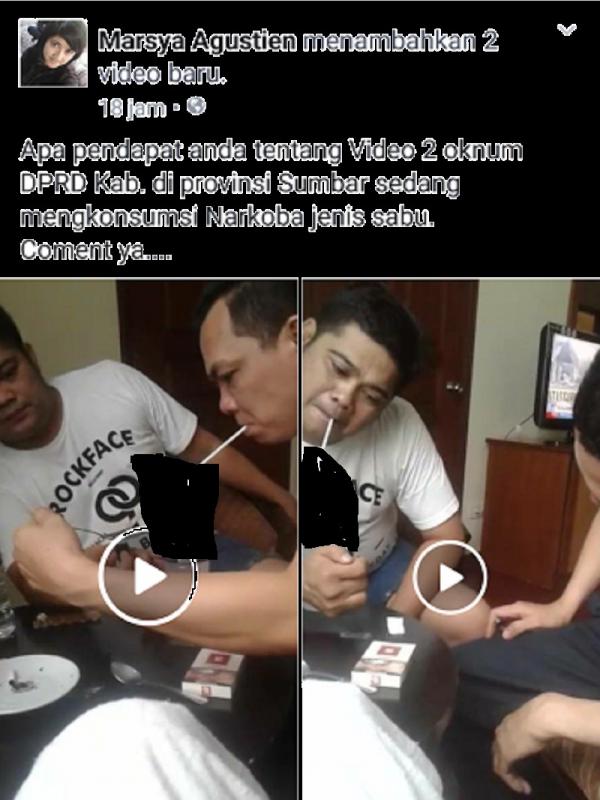 Heboh! Beredar Video Dua Anggota DPRD Padang Pariaman Lagi Nyabu| foto  : facebook