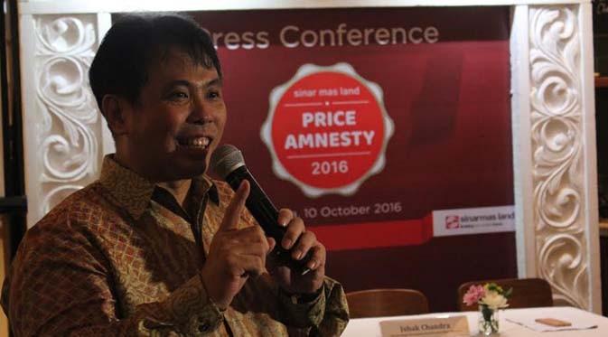 Ishak Chandra, CEO Strategic Development & Services Sinar Mas Land saat konferensi pers Price Amnesty