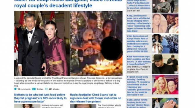 Berita soal pesta yang digelar putra mahkota Thailand (Daily Mail)