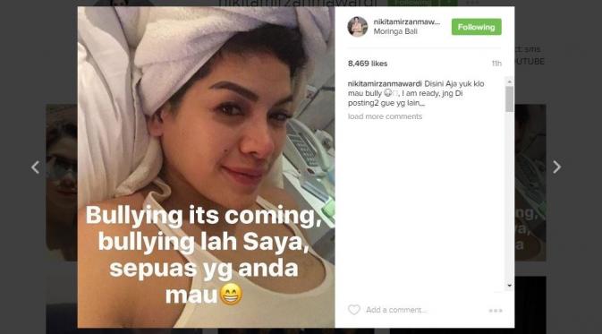 Nikita Mirzani tntang netizen untuk mencibir dirinya sepuasnya. (Instagram)