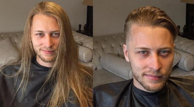Transformasi rambut gondrong menjadi rambut idaman para mertua. (via: Brightside.me)