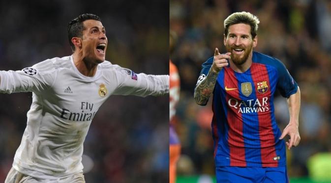 Cristiano Ronaldo (kiri) dan Lionel Messi. (UEFA.com)
