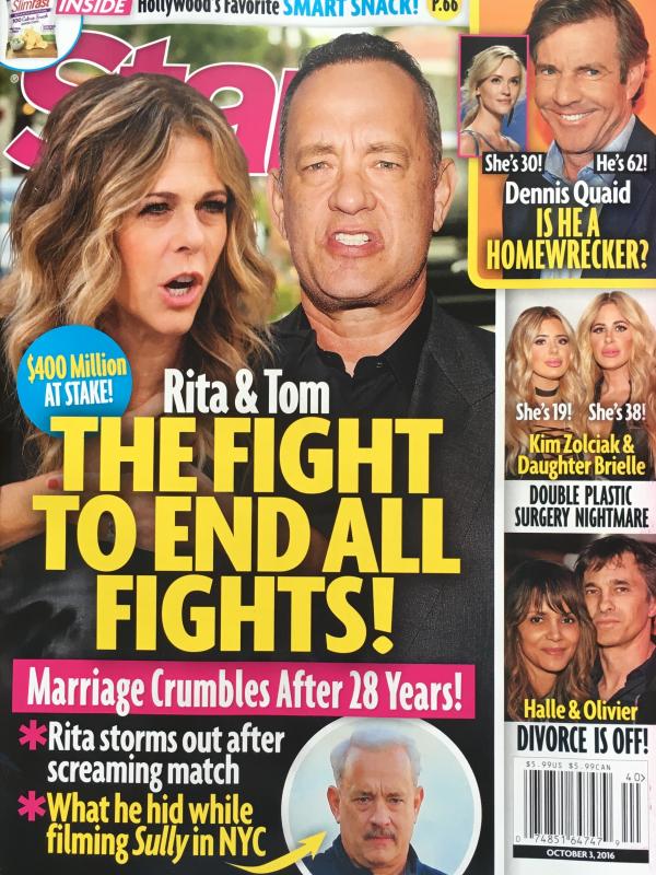 Dua media dari grup yang sama meminta maaf karena telah memberitakan Tom Hanks telah bercerai. 