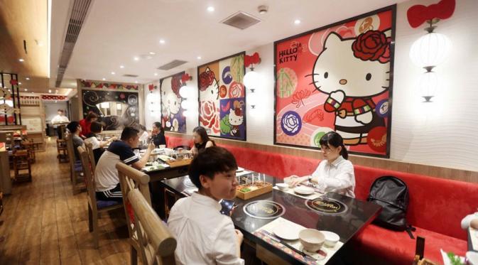 Inilah restauran Hello Kitty yang baru dibuka di kota Shanghai (Foto : Chinadaily,com.cn)