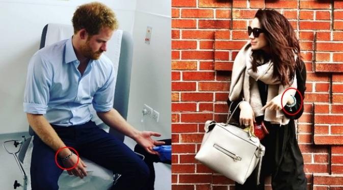 Pangeran Harry dan Meghan Markle mengenakan gelang yang sama. (via. Instagram)