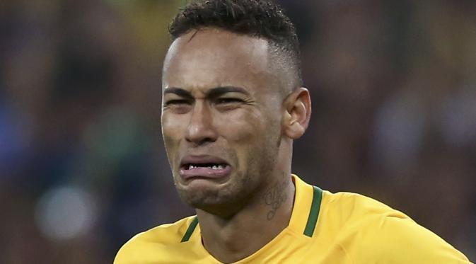 Tangis Neymar Jr pecah usai mengantarkan Brasil meraih emas Olimpiade Rio de Janeiro 2016. (Reuters)