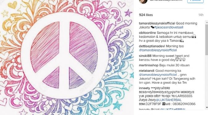 Postingan Tamara Bleszynski meminta aksi demo 4 November berlangsung damai pupus. Diberitakan, demo ricuh. (Instagram @tamarableszynskiooficial)