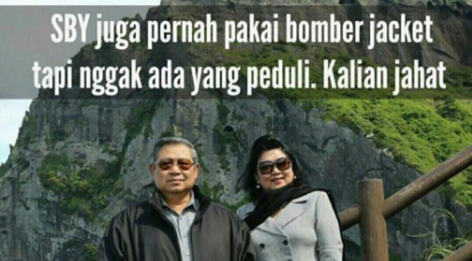 Meme jaket bomber Jokowi. (ferysplace/Twitter)