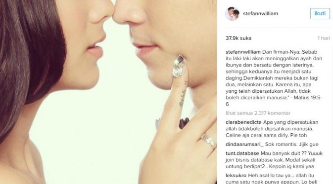 Celine Evangelista dan Stefan William makin mesra. (Instagram/stefannwilliam)