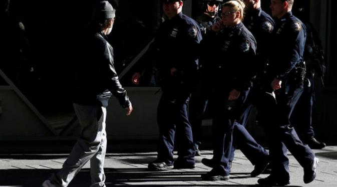 Kepolisian New York (NYPD) dikerahkan untuk menjaga keamanan Pilpres AS (REUTERS/Brendan McDermid)