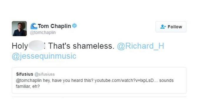 Vokalis Keane, Tom Chaplin, mengungkapkan kekesalannya lewat Twitter setelah tahu ada musikus Indonesia yang menjiplak lagunya.