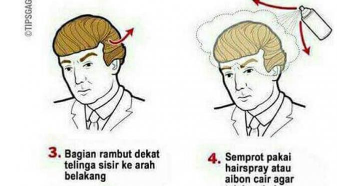 Ini cara membuat gaya rambut seperti Presiden AS Terpilih, Donald Trump. Sumber: Tipsgaguna 2016