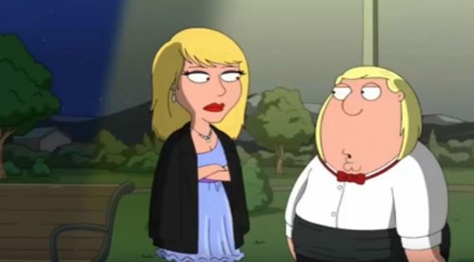 Tokoh Taylor Swift dan Chris Griffin di serial Family Guy. (Youtube)