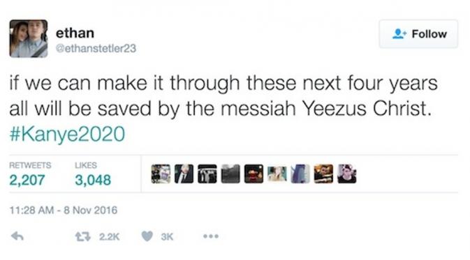 Kanye West capres AS 2020. (@ethanstetler23)
