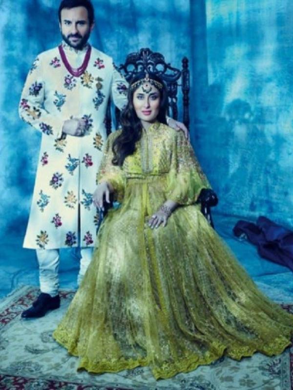 Kareena Kapoor dan Saif Ali Khan menjadi pengantin. (via. Twitter)
