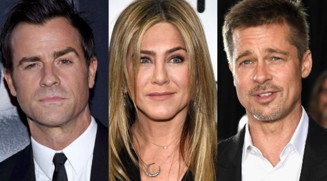 Jennifer Aniston dan Justin Theroux dikabarkan bertengkar karena kehadiran Brad Pitt. (AFP/Bintang.com)