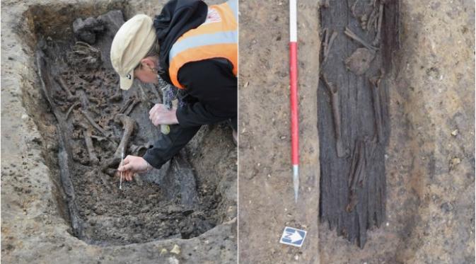 Bahan kayu biasanya meluruh di dalam tanah, namun demikian 80 peti mati kayu yang ditemukan di Inggris terawetkan karena sifat tanahnya. (Sumber  Museum of London Archaeology)