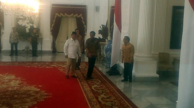 Prabowo menemui Jokowi di Istana. (Liputan6.com/Ahmad Romadoni)