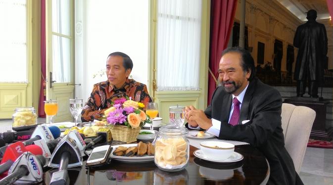 Presiden Jokowi sarapan bersama Surya Paloh di Istana Merdeka. (Liputan6.com/Ahmad Romadoni)