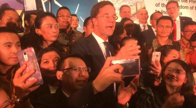 PM Belanda Mark Rutte di Hotel Fairmount Jakarta. (Liputan6.com/Andreas Gerry Tuwo)