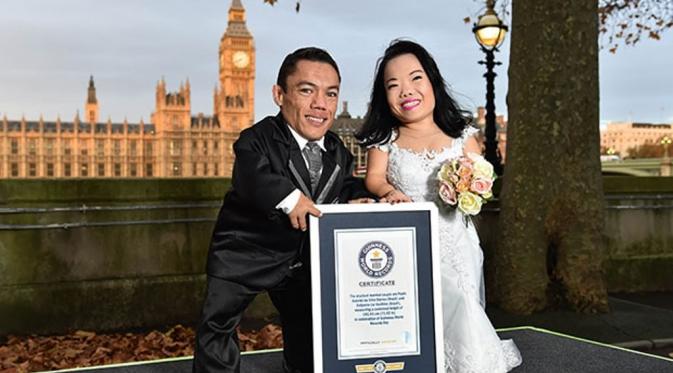 Paulo dan Katyucia dinobatkan sebagai pengantin terkecil di dunia oleh Guinness World Record. (Foto: guinnessworldrecords.com)