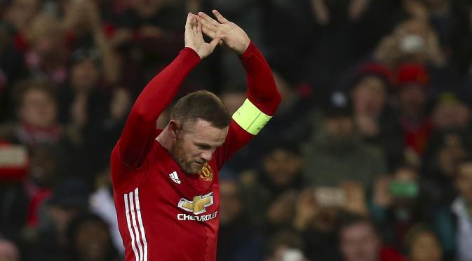 Wayne Rooney kini tercatat sebagai pencetak gol terbanyak Manchester United (MU) di kompetisi Eropa dengan 39 gol. (AP Photo/Dave Thompson)