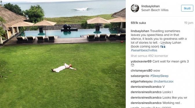 Lindsay lohan terngah berlibur di Bali. (Instagram/lindsaylohan)