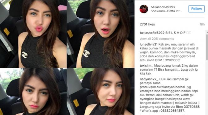 Bella Shofie selfie sebelum terbang ke Singapura. (Instagram/bellashofie5292)