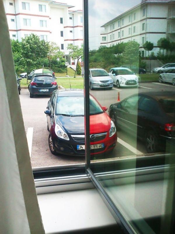 Refleksi jendela bikin warna mobil berubah. (Via: boredpanda.com)