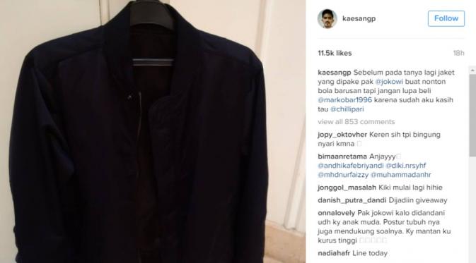 Kaesang mengunggah jaket yang dipakai Jokowi ke Instagram pribadinya. (via: Instagram/kaesangp)