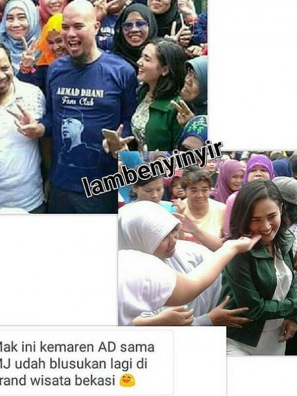 Ahmad Dhani dan Mulan Jameela blusukan di Bekasi. (Instagram/lambenyinyir)