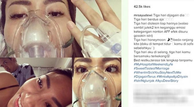Ayu Dewi tersenyum saat berada di rumah sakit (Foto:Instagram)