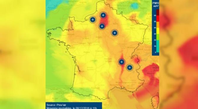 Polusi parah melanda sejumlah kota di Prancis. (Sumber Prev'air)