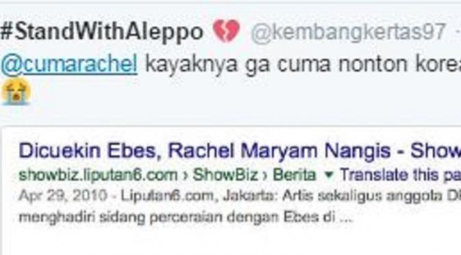 Rachel Maryam disindir netizen (Twitter/@cumarachel)