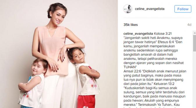 Postingan Celine Evangelista yang dianggap menyindir ibunda kandungnya. (Instagram/celine_evangelista)