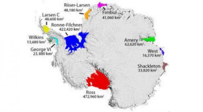 Sebuah celah sepanjang sekitar 100 kilometer merekah di Kutub Selatan. Apa penyebabnya? (Sumber Wikipedia)