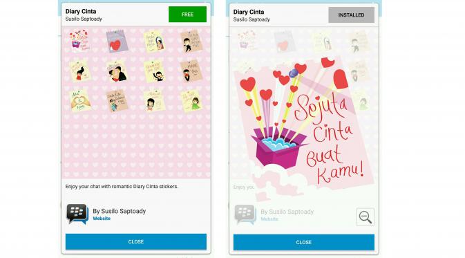 Stiker BBM Diary Cinta (Sumber: Screenshot)