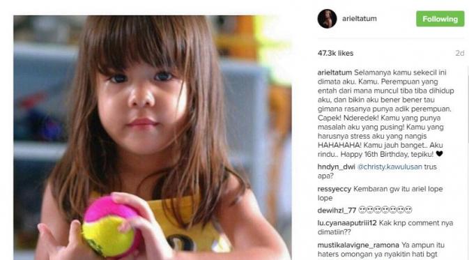 Ariel Tatum unggah foto Steffi Zamora saat masih kecil (Instagram/@arieltatum)