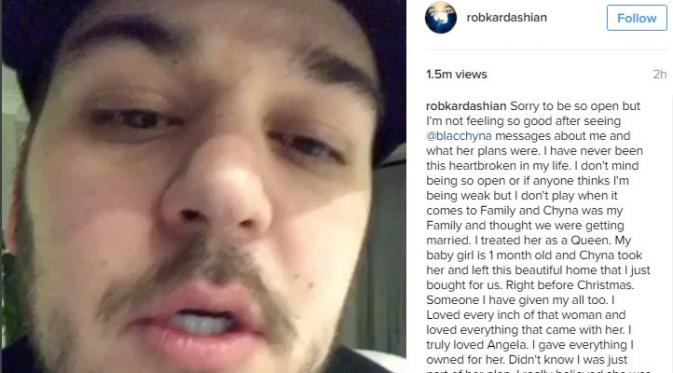 Pertengkaran Blac Chyna dan Rob Kardashian di media sosial. (Instagram/robkardashian)