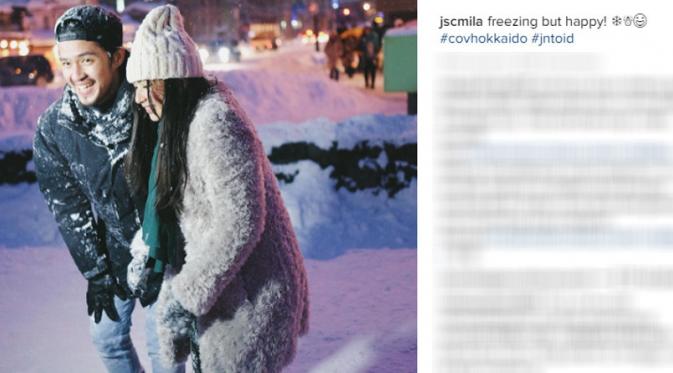 Jessica Mila asyik bermain salju dengan Morgan Oey (Foto:Instagram)