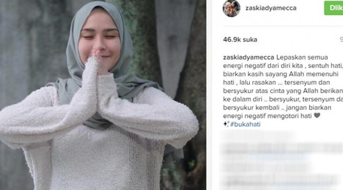 Zaskia Mecca selalu bersyukur dan tersenyum agar energi negatif hilang (Foto:Instagram)