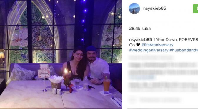 Nabila Syakieb rayakan satu tahun pernikahannya dengan suami (Foto: Instagram)