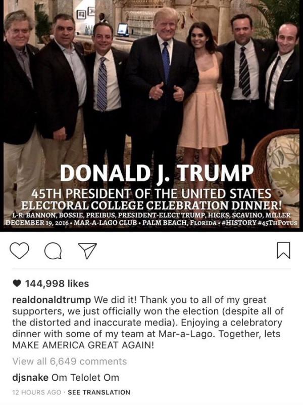 DJ Snake berkomentar di postingan Donald Trump