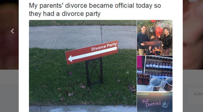 Pasangan ini membuat pesta karena berusaha positif menghadapi perceraiannya. (Foto: metro.co.uk)