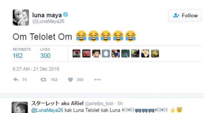 Luna Maya juga demam Om Telolet Om (Twitter/@LunaMaya26)