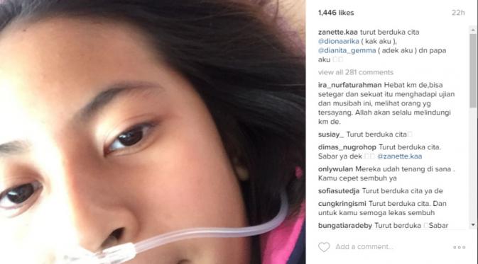 Inilah postingan pertama yang diunggah oleh Zanetta Kalila Azaria (13 tahun) ke Instagram setelah selamat dari pembunuhan sadis di Pulomas. (Foto: Instagam)