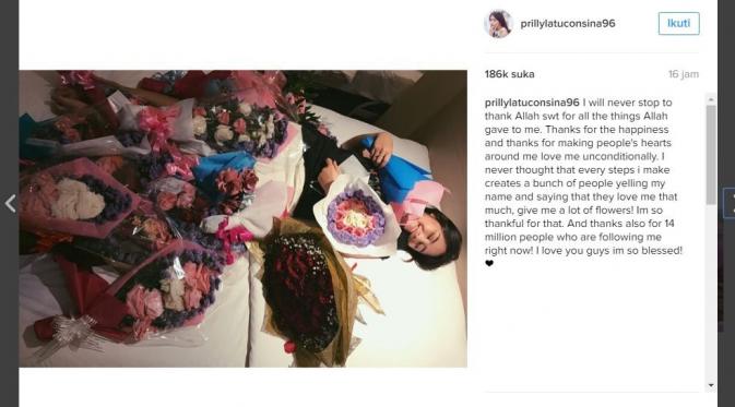 Prilly Latuconsina ungkap rasa syukur atas penggemar kehadiran setianya. (foto: instagram/prillylatuconsina96)