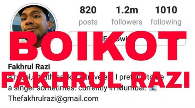 Fakhrul Razi diboikot akibat kata-katanya yang diduga menghina Indonesia. (Instagram/lambe_turah)